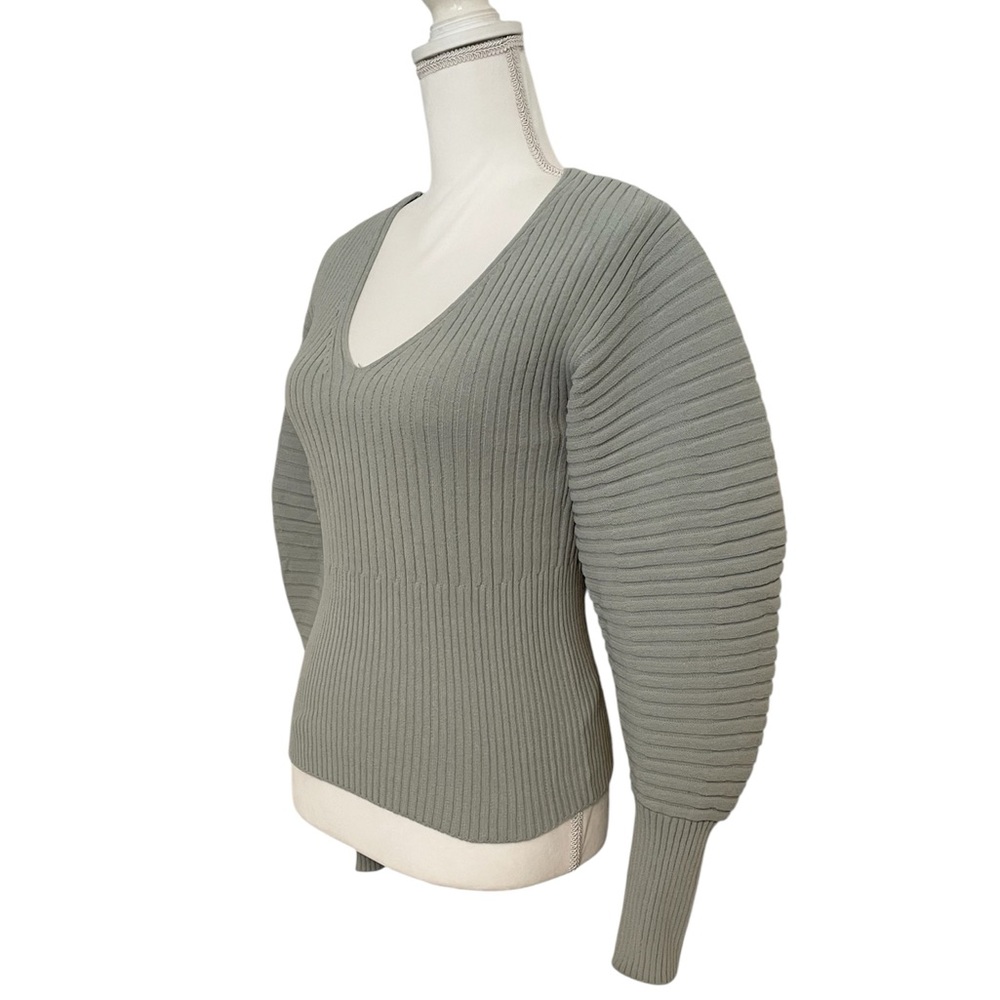 Express Light Green V-Neck Ribbed Stretch Sweater Women’s XS - Picture 3 of 10